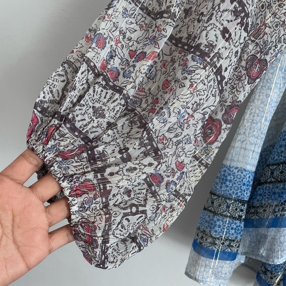 Free people Sheer Metallic Aliyah Printed Tunic Blue - Picture 5 of 9